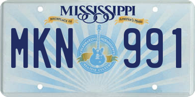 MS license plate MKN991