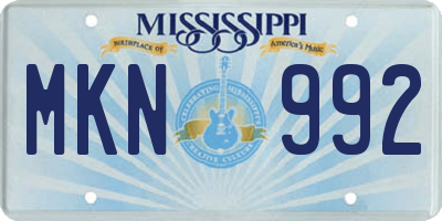 MS license plate MKN992