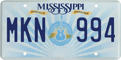 MS license plate MKN994