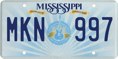 MS license plate MKN997