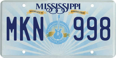 MS license plate MKN998