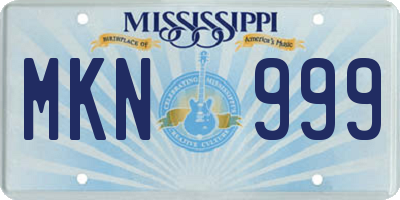 MS license plate MKN999