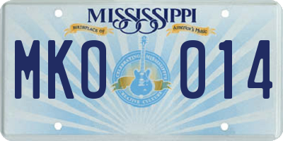 MS license plate MKO014