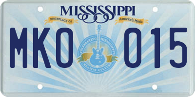 MS license plate MKO015