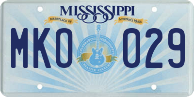 MS license plate MKO029