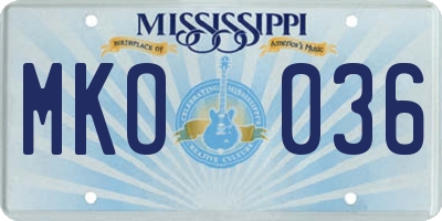 MS license plate MKO036
