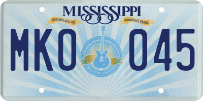 MS license plate MKO045