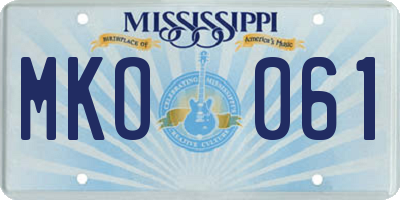 MS license plate MKO061