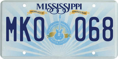 MS license plate MKO068