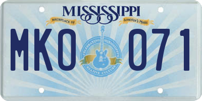 MS license plate MKO071