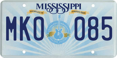 MS license plate MKO085