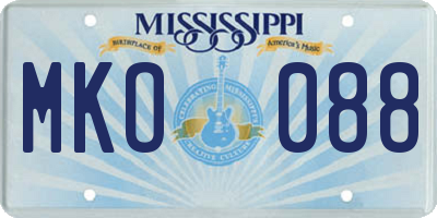 MS license plate MKO088