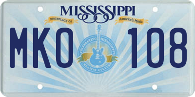 MS license plate MKO108