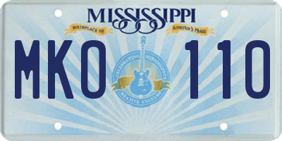MS license plate MKO110