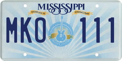 MS license plate MKO111