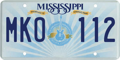 MS license plate MKO112
