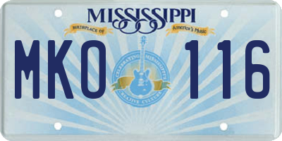 MS license plate MKO116