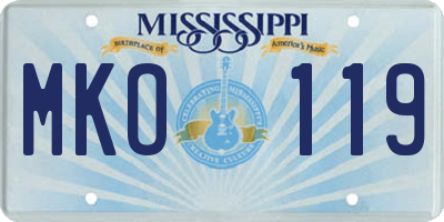 MS license plate MKO119