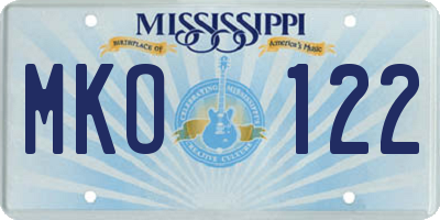MS license plate MKO122