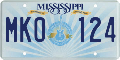 MS license plate MKO124