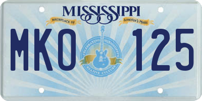 MS license plate MKO125