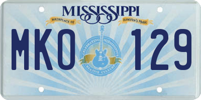 MS license plate MKO129