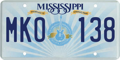 MS license plate MKO138