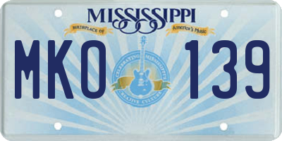 MS license plate MKO139