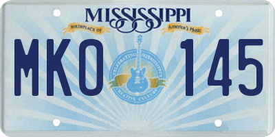 MS license plate MKO145