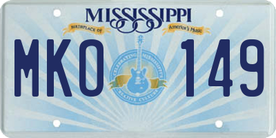 MS license plate MKO149