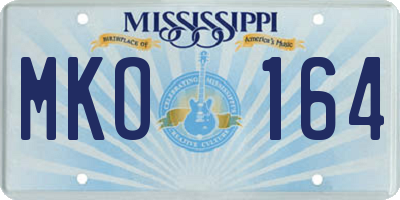 MS license plate MKO164