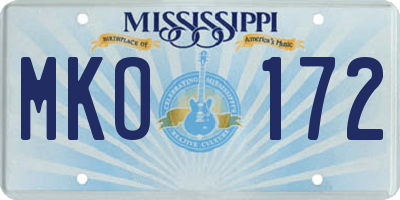 MS license plate MKO172
