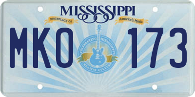 MS license plate MKO173