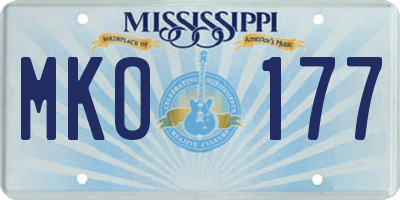 MS license plate MKO177