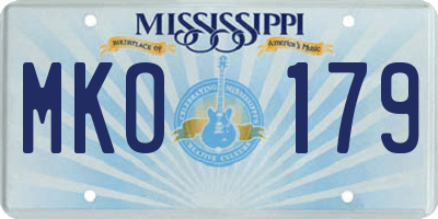 MS license plate MKO179