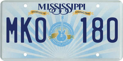 MS license plate MKO180