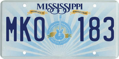 MS license plate MKO183