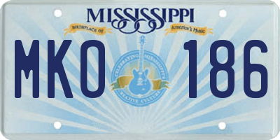 MS license plate MKO186
