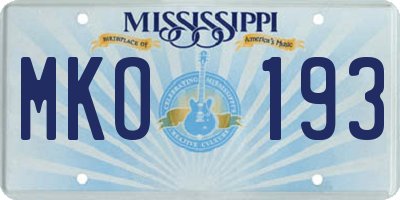 MS license plate MKO193