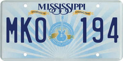 MS license plate MKO194