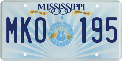 MS license plate MKO195