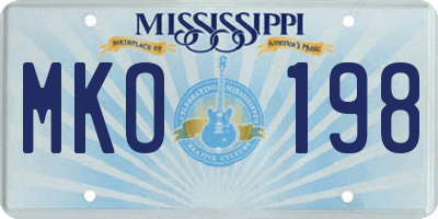 MS license plate MKO198
