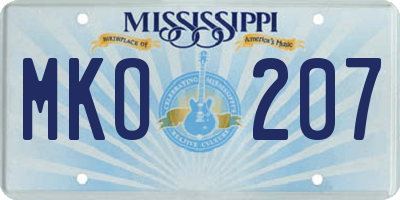 MS license plate MKO207