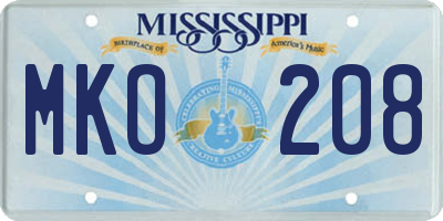 MS license plate MKO208