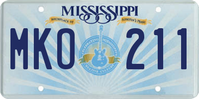 MS license plate MKO211