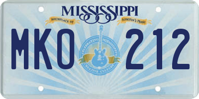 MS license plate MKO212
