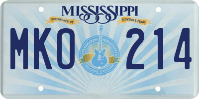 MS license plate MKO214