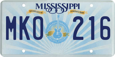 MS license plate MKO216