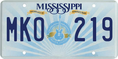MS license plate MKO219