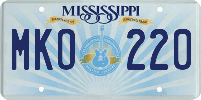 MS license plate MKO220